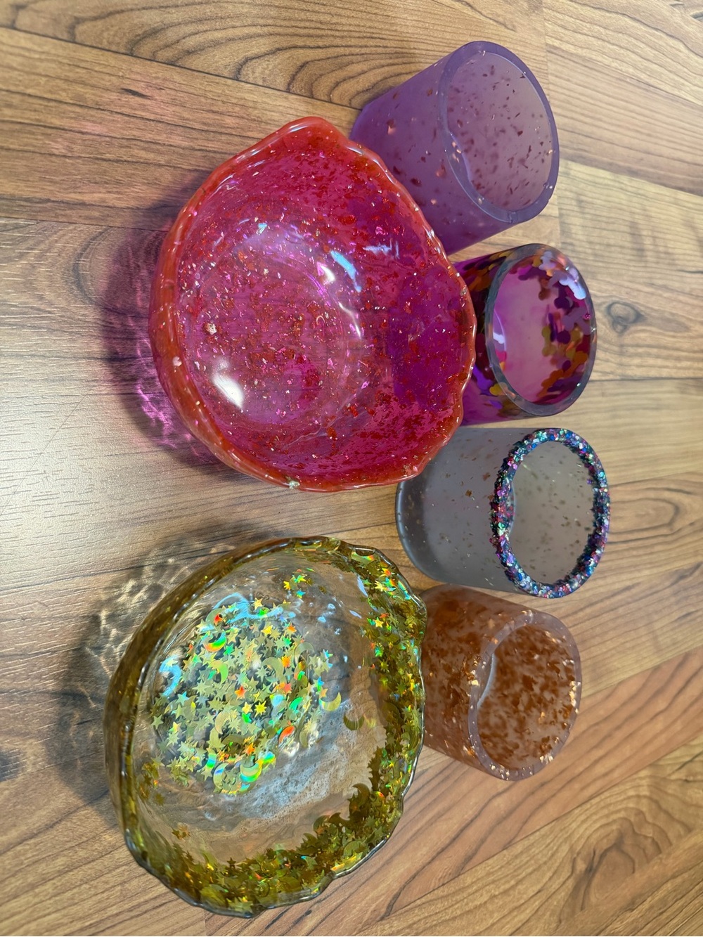 Handmade Decorative Resin Bowls & Trinket Cups - Purple, Pink, Gold